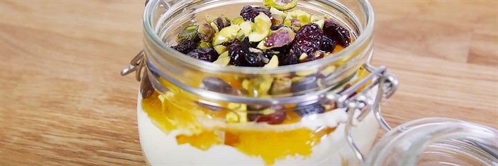 Photo of fruity twist overnight oats with yogurt and dried fruit