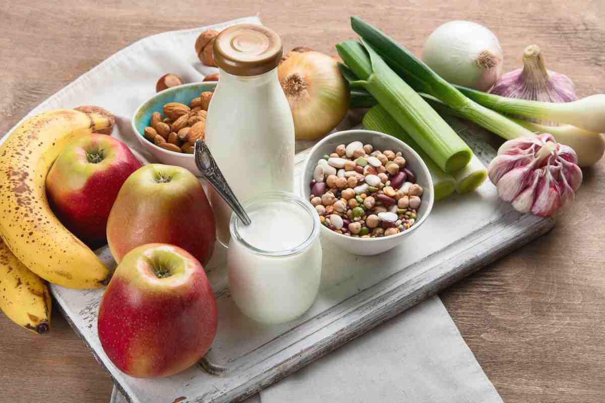 Prebiotics foods on a chopping board