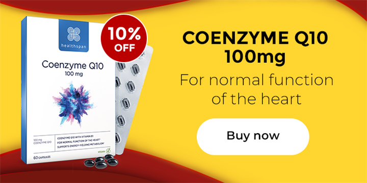 Coenzyme Q10 100mg - For normal function of the heart. Buy now. 10% off. Buy now